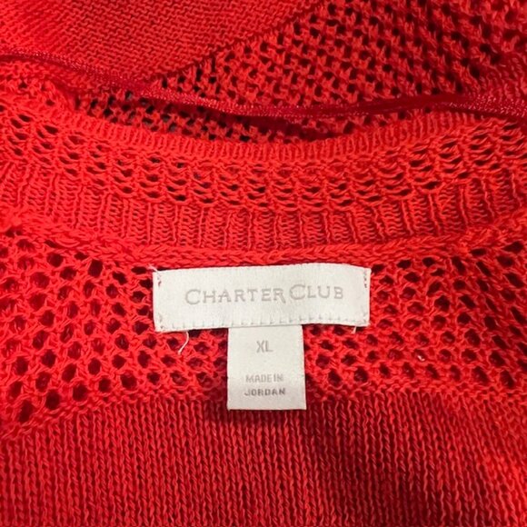 Charter Club Red 3/4 Sleeve Cardigan Sweater Size XL - Picture 9 of 9